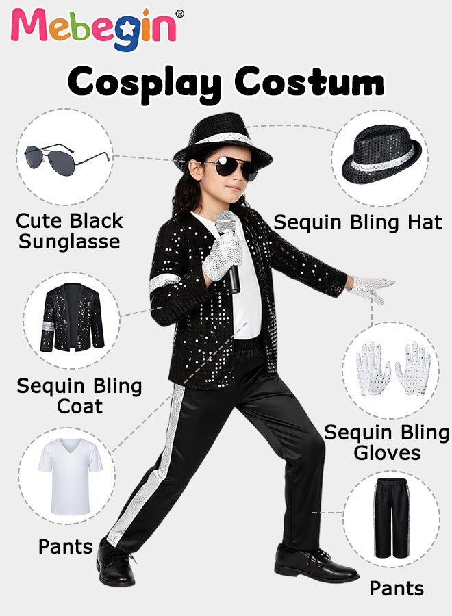 MEBEGIN Dance Costumes for Kids, 80s 90s Star Outfit Set, Cosplay Dress Up, Hip Hop Disco Role Play Kit, Suitable for Party, Birthday, Funfair, Stage Performance, Cosplay and Any Other Special Occasions - Image 5