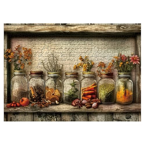 BBOLDIN Vintage Puzzle for Adults 1000 Pieces Flower Plant Jigsaw Puzzle Challenging Food Kitchen Floral Puzzle - Image 5
