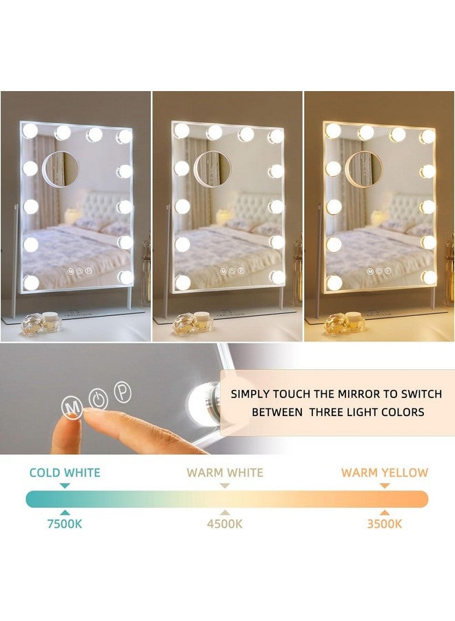 FENCHILIN Lighted Makeup Mirror Hollywood Mirror Vanity Makeup Mirror with Light Smart Touch Control 3Colors Dimmable Light Detachable 10X Magnification 360°Rotation(White) - Image 2