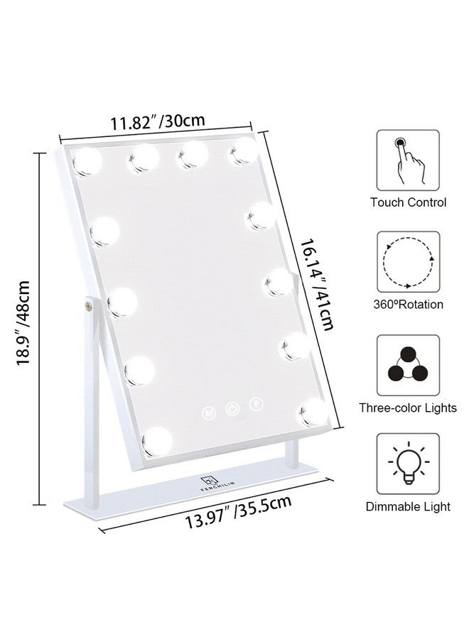 FENCHILIN Lighted Makeup Mirror Hollywood Mirror Vanity Makeup Mirror with Light Smart Touch Control 3Colors Dimmable Light Detachable 10X Magnification 360°Rotation(White) - Image 4