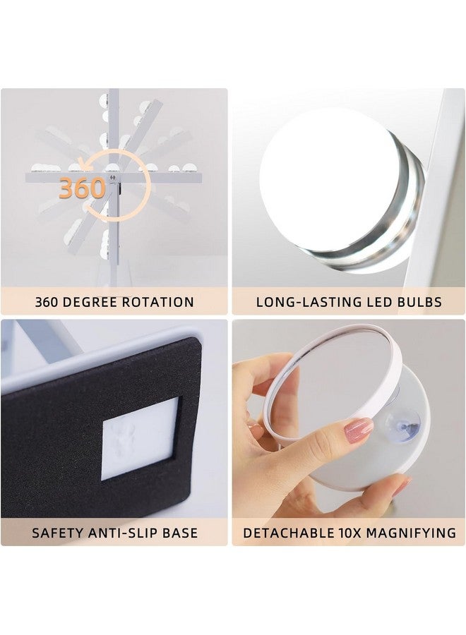 FENCHILIN Lighted Makeup Mirror Hollywood Mirror Vanity Makeup Mirror with Light Smart Touch Control 3Colors Dimmable Light Detachable 10X Magnification 360°Rotation(White) - Image 5