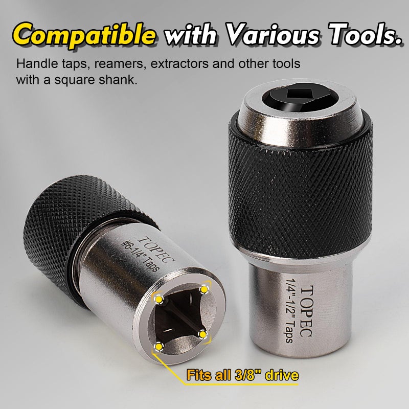 Topec Tap Socket Set, 3-Piece Extractor Tool with Adjustable Jaws- Tap Sockets with a 3/8" Adapter, Suitable for Reamers, Screw Extractors - Image 4
