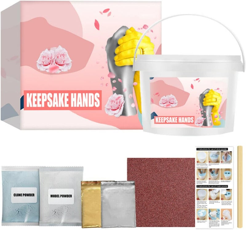 woobles 3D Hands Casting Molding Kit Couples Keepsake DIY Mold Plaster Clone Craft Gifts,Hand Casting Kit Couples，Plaster Hand Mold Casting Kit, DIY Kits for Adults and Kids, Wedding Gifts for Couple。 (Pink) - Image 1