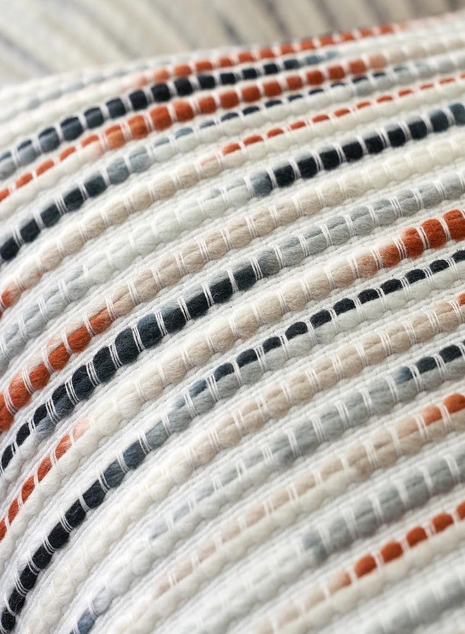 Aeckself Boho Striped Pillow Cover 12x20, Rectangle Decorative Lumbar Throw Pillow Cover Chenille Neutral Pillowcase for Couch Bedroom Living Room, Orange Gray - Image 5