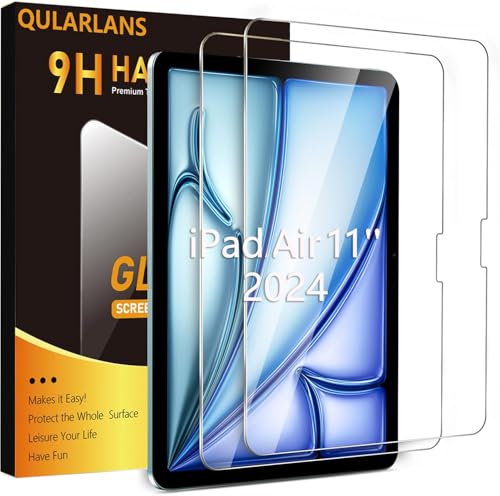 Qularlans 2 Pack Screen Protector for iPad Air 11 Inch 2025/2024 (7th/6th Generation, M3/M2) & iPad Pro 11 Inch 2024 5th Generation – Premium Tempered Glass Face ID & Apple Pencil Compatible - Image 1