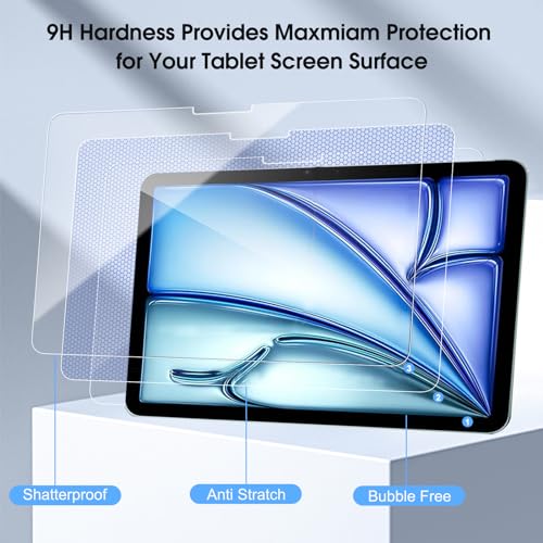 Qularlans 2 Pack Screen Protector for iPad Air 11 Inch 2025/2024 (7th/6th Generation, M3/M2) & iPad Pro 11 Inch 2024 5th Generation – Premium Tempered Glass Face ID & Apple Pencil Compatible - Image 2