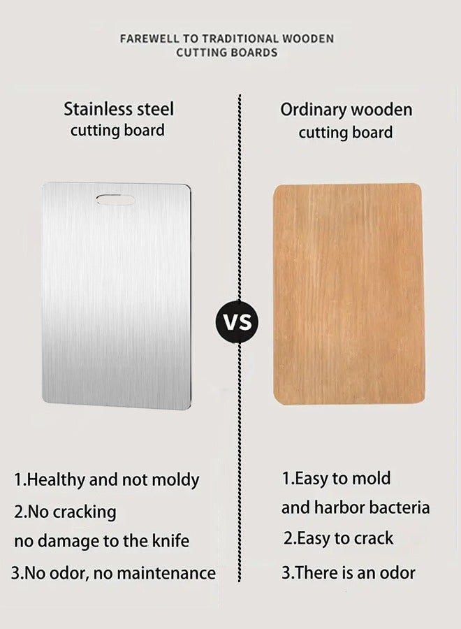 إي وورلد لوح تقطيع مطبخ من الفولاذ المقاوم للصدأ 304 شديد التحمل، مثالي للتقطيع والتقطيع إلى شرائح والخبز وتحضير اللحوم والجبن والخضروات والفواكه، بحجم 30.3x 20.3 سم - Image 3