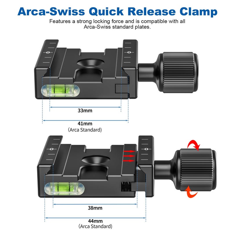 CAVIX QR-50 50mm Quick Release Clamp with 3/8"-1/4" Screw Adapter for Camera Tripod Head Compatible with Arca Swiss Type Plate - Image 4