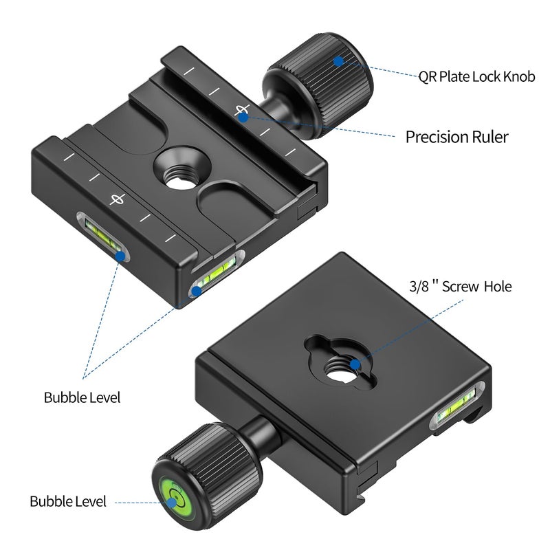 CAVIX QR-50 50mm Quick Release Clamp with 3/8"-1/4" Screw Adapter for Camera Tripod Head Compatible with Arca Swiss Type Plate - Image 2