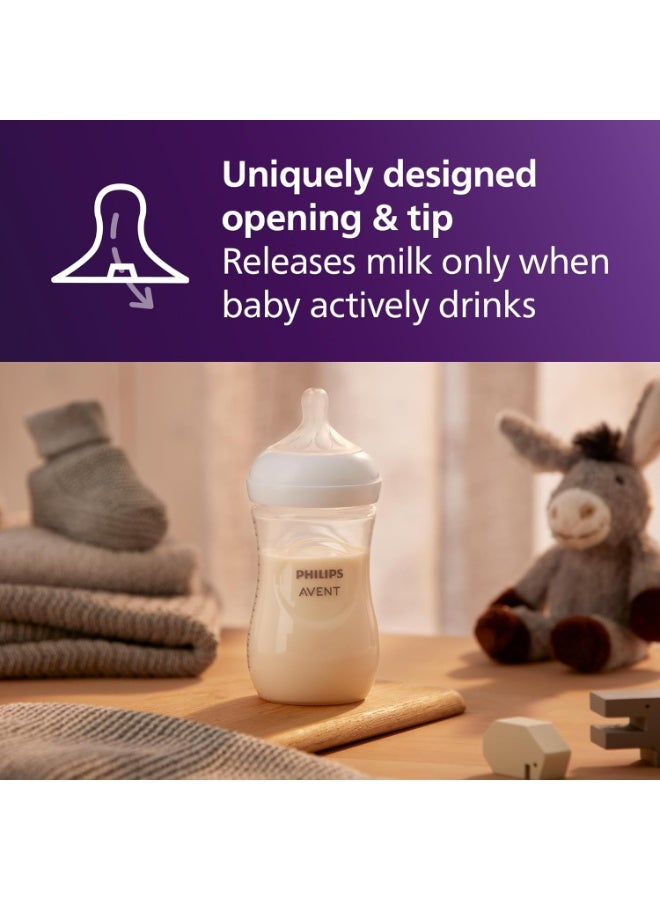 Philips Philips Avent Natural Baby Bottles with Natural Response Nipples (Medium Flow, Flow 3), with Seahorse and Starfish Design, 9oz, 4-Pack, SCY903/68 - Image 2