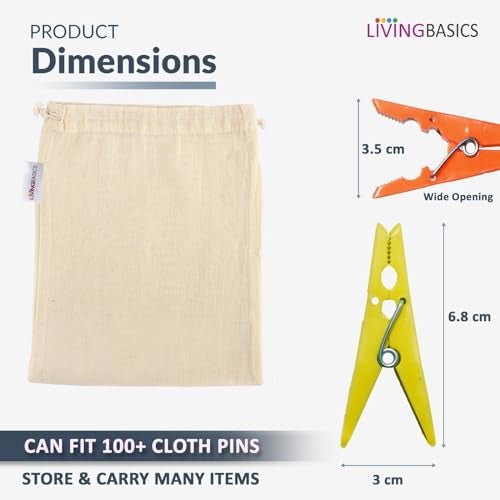 LivingBasics Heavy Duty Rust Free Cloth Peg/Clothes Clip/Cloth Drying Pins/Pegs for Hanger/Rods/Ropes/Drying Clothes (24 Cloth Clip for Cloth Drying Stand) (M012) - Image 3