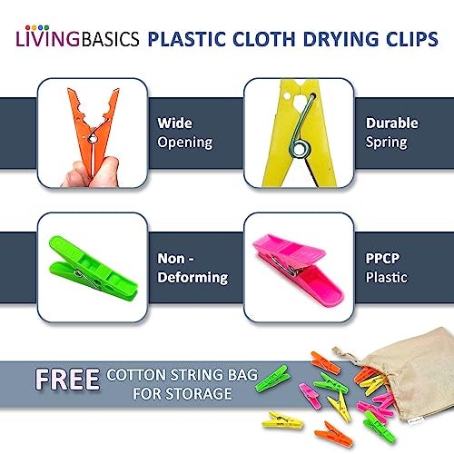 LivingBasics Heavy Duty Rust Free Cloth Peg/Clothes Clip/Cloth Drying Pins/Pegs for Hanger/Rods/Ropes/Drying Clothes (24 Cloth Clip for Cloth Drying Stand) (M012) - Image 2