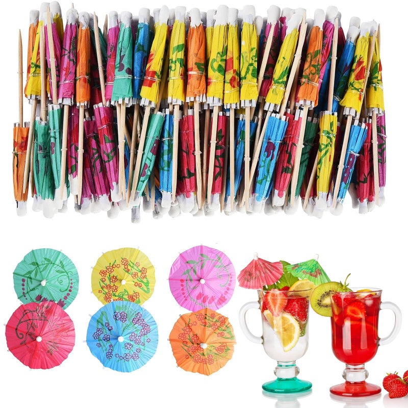 Disposable Small Umbrella Tags – 10cm Paper Umbrella Tags, 140 Pieces, for Drink, Cocktail