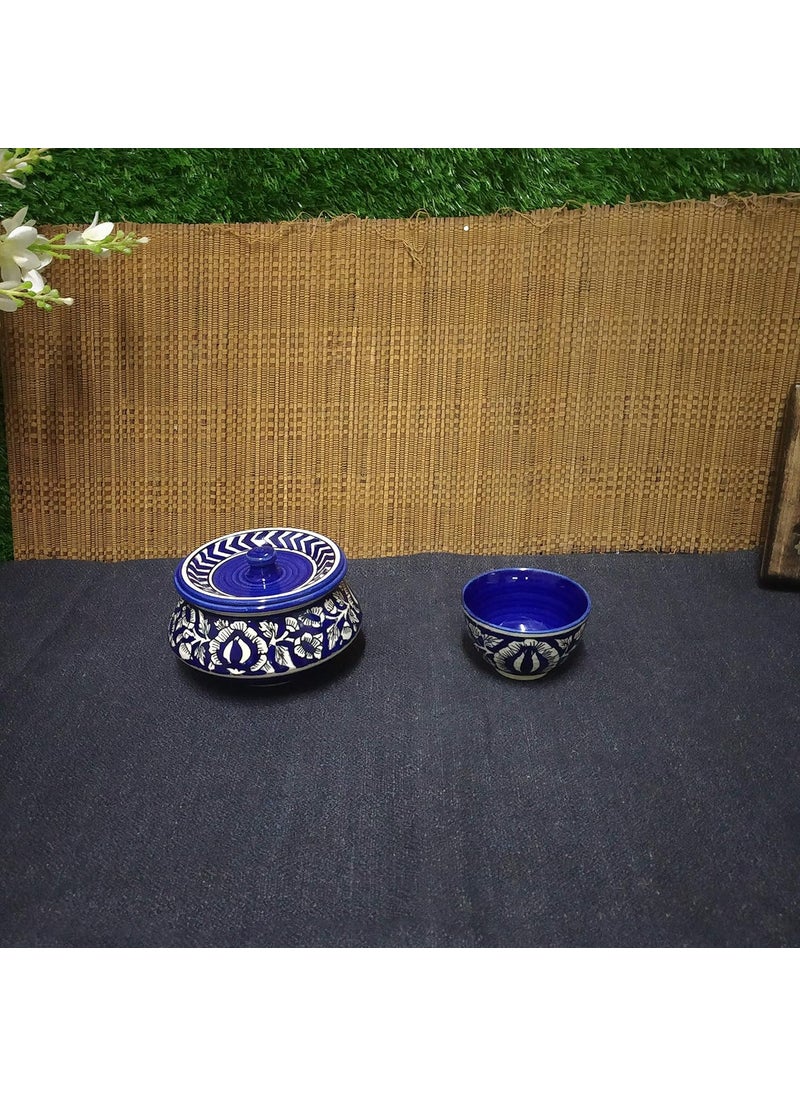 Caffeine Caffeine Ceramic Handmade Blue Mughal Combo Dinner Set (4 pcs.)  - Image 2