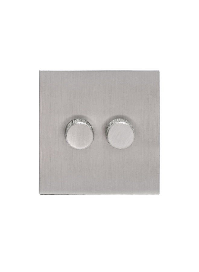 Donmarco Double Light Dimmer 2x500W – Stainless Steel Panel, Modern & Durable, Fire-Resistant Electric Switch, 3-Year Warranty, Wall Switch for Home and Office (Brushed Satin Nickel) - Image 1