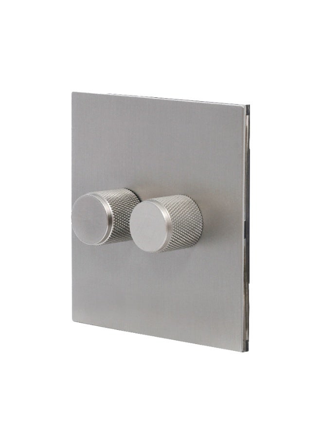 Donmarco Double Light Dimmer 2x500W – Stainless Steel Panel, Modern & Durable, Fire-Resistant Electric Switch, 3-Year Warranty, Wall Switch for Home and Office (Brushed Satin Nickel) - Image 2
