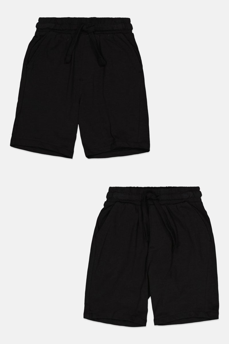 English Laundry Toddlers Boy 2 Pack Solid Basic Shorts, Black - Image 2