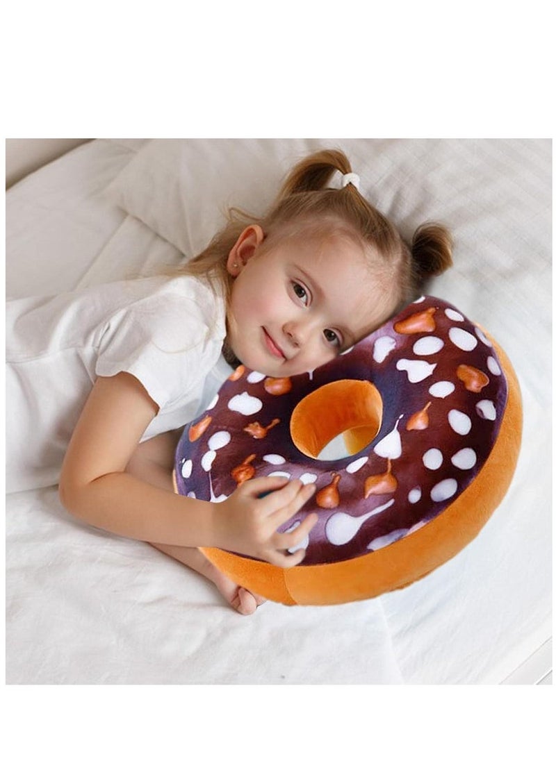 Bluejw - 3D Doughnut Throw Pillow Cosy Seat Back Stuffed Pillow Cushion Round Food Shaped Pillow for Living Room Bedroom Home Decor - Image 1
