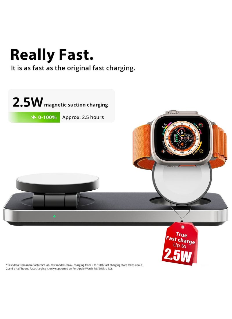 AMROAH - Foldable 3 in 1 Wireless Charging Station with Magsafe Charger Stand, Wireless Charger for Multiple Devices iPhone 16 15 14 13 12 11 X Pro Max Plus Watch AirPods Samsung Galaxy S25 S24 S23 S22 Plus Ultra - Image 1