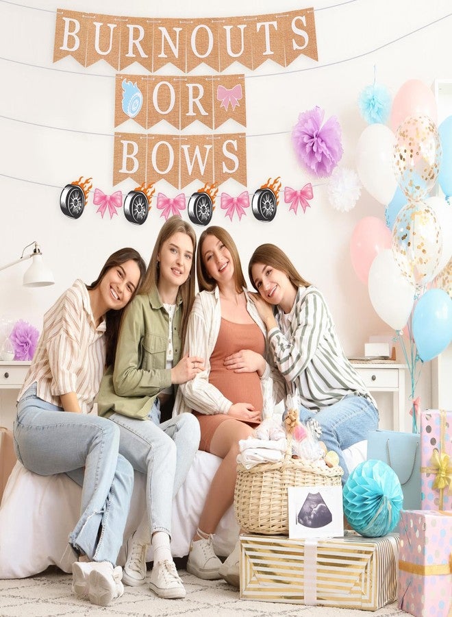 Trandraft 4pcs Pre Strung Burnouts or Bows Gender Reveal Decorations Banner Burlap Boys or Girls Cowboy or Cowgirl Gender Reveal Hanging Decorations for Baby Shower Party Supplies - Image 4