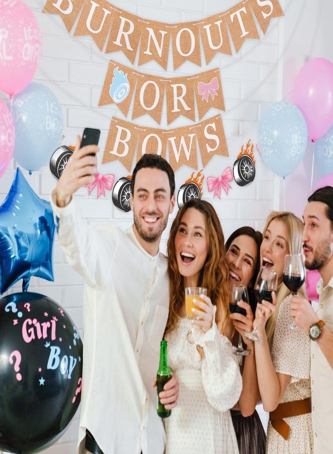 Trandraft 4pcs Pre Strung Burnouts or Bows Gender Reveal Decorations Banner Burlap Boys or Girls Cowboy or Cowgirl Gender Reveal Hanging Decorations for Baby Shower Party Supplies - Image 2