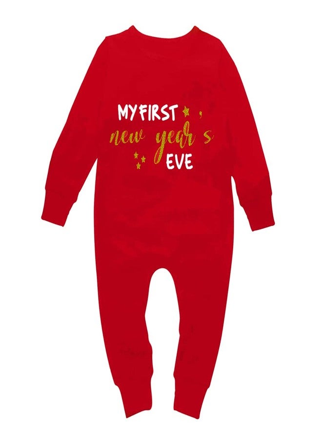 Mott2 New Year Special Red One Piece Coverall Unisex Baby Jumpsuit - New Year Eve1 (Red, 6-9 Months) - Image 1