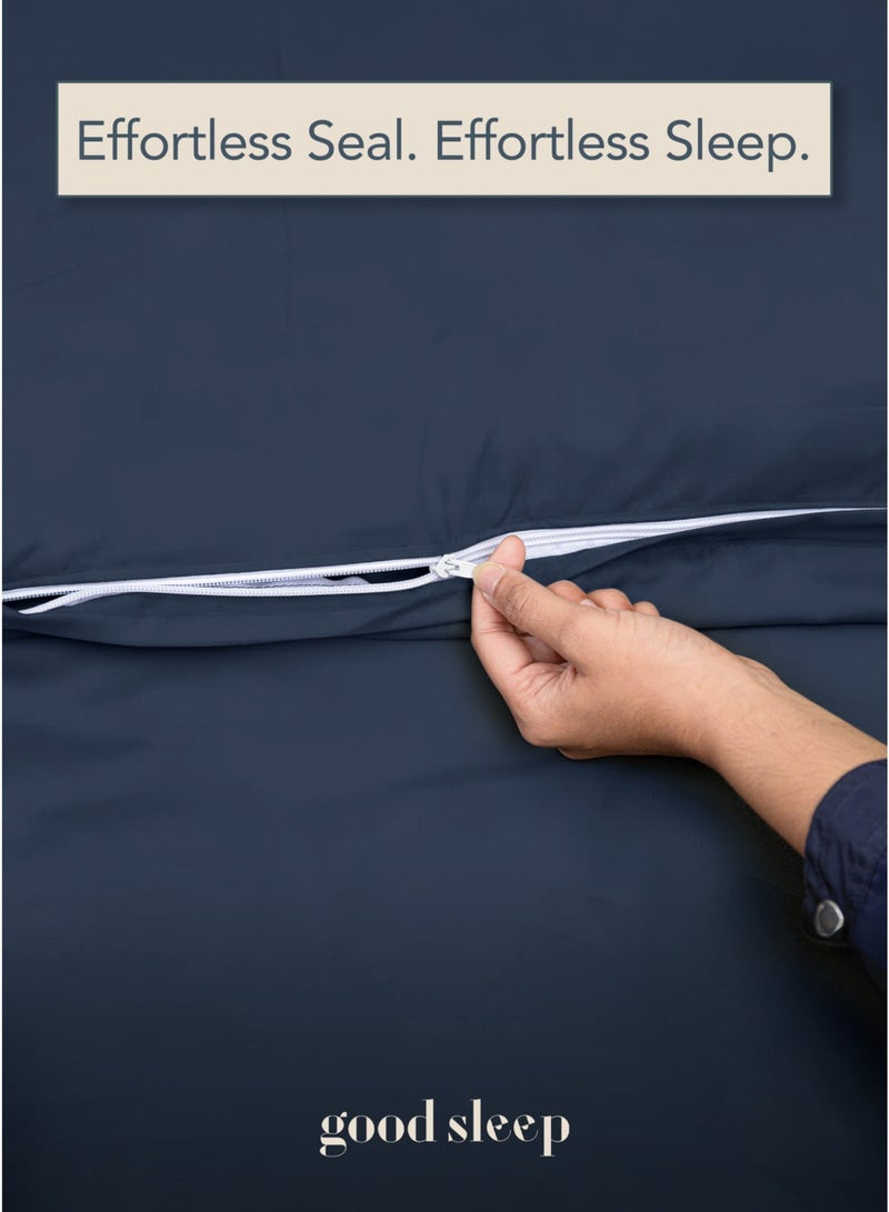 نوم جيد طقم لحاف فاخر مزدوج الألوان – 6 قطع بحجم كينغ (220×240 سم) | ألوان متعاكسة ناعمة ومقاومة للتجاعيد | صناعة دبي | يشمل غطاء لحاف بسحّاب، ملاءة مطاطية و 4 أغطية وسادة - Image 5