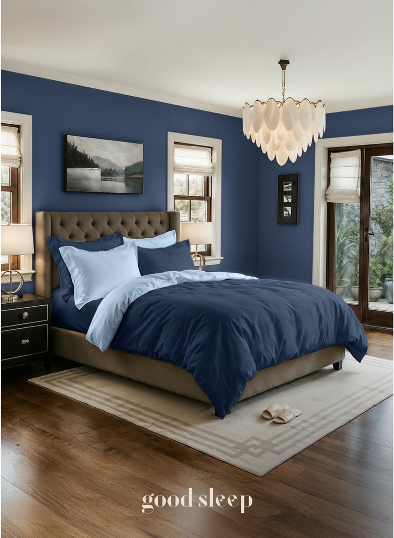 نوم جيد طقم لحاف فاخر مزدوج الألوان – 6 قطع بحجم كينغ (220×240 سم) | ألوان متعاكسة ناعمة ومقاومة للتجاعيد | صناعة دبي | يشمل غطاء لحاف بسحّاب، ملاءة مطاطية و 4 أغطية وسادة - Image 4