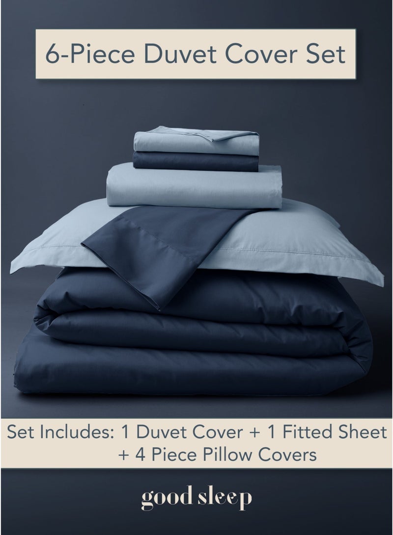 نوم جيد طقم لحاف فاخر مزدوج الألوان – 6 قطع بحجم كينغ (220×240 سم) | ألوان متعاكسة ناعمة ومقاومة للتجاعيد | صناعة دبي | يشمل غطاء لحاف بسحّاب، ملاءة مطاطية و 4 أغطية وسادة - Image 2