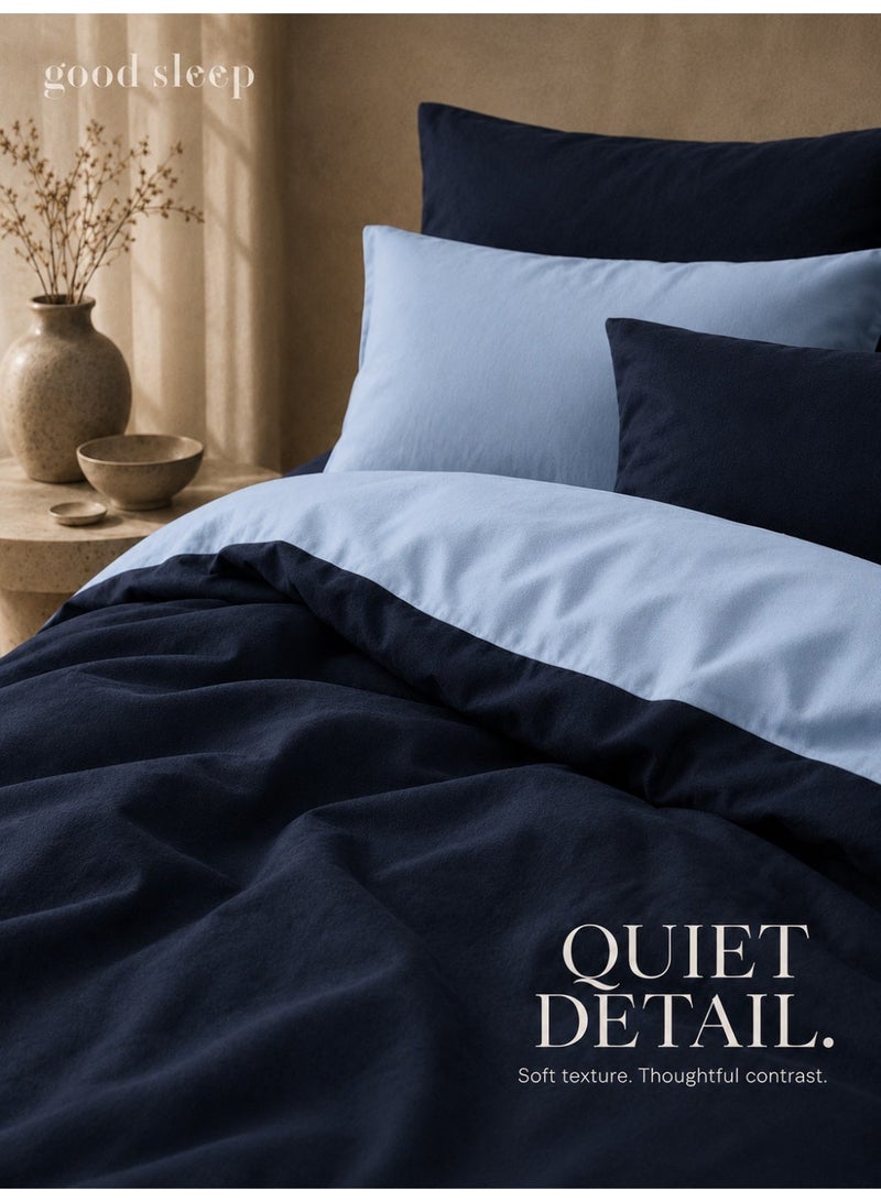 Good Sleep King Size Duvet Cover Set | 6 Piece Reversible | 220x240 cm | Blue Dual-Tone | Duvet Cover with Deep-Pocket Fitted Sheet & 4 Pillowcases | Ultra-Soft, Wrinkle-Free | Made in Dubai - Image 5