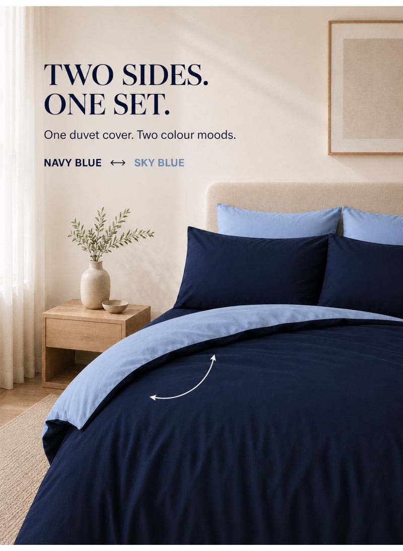 Good Sleep King Size Duvet Cover Set | 6 Piece Reversible | 220x240 cm | Blue Dual-Tone | Duvet Cover with Deep-Pocket Fitted Sheet & 4 Pillowcases | Ultra-Soft, Wrinkle-Free | Made in Dubai - Image 2