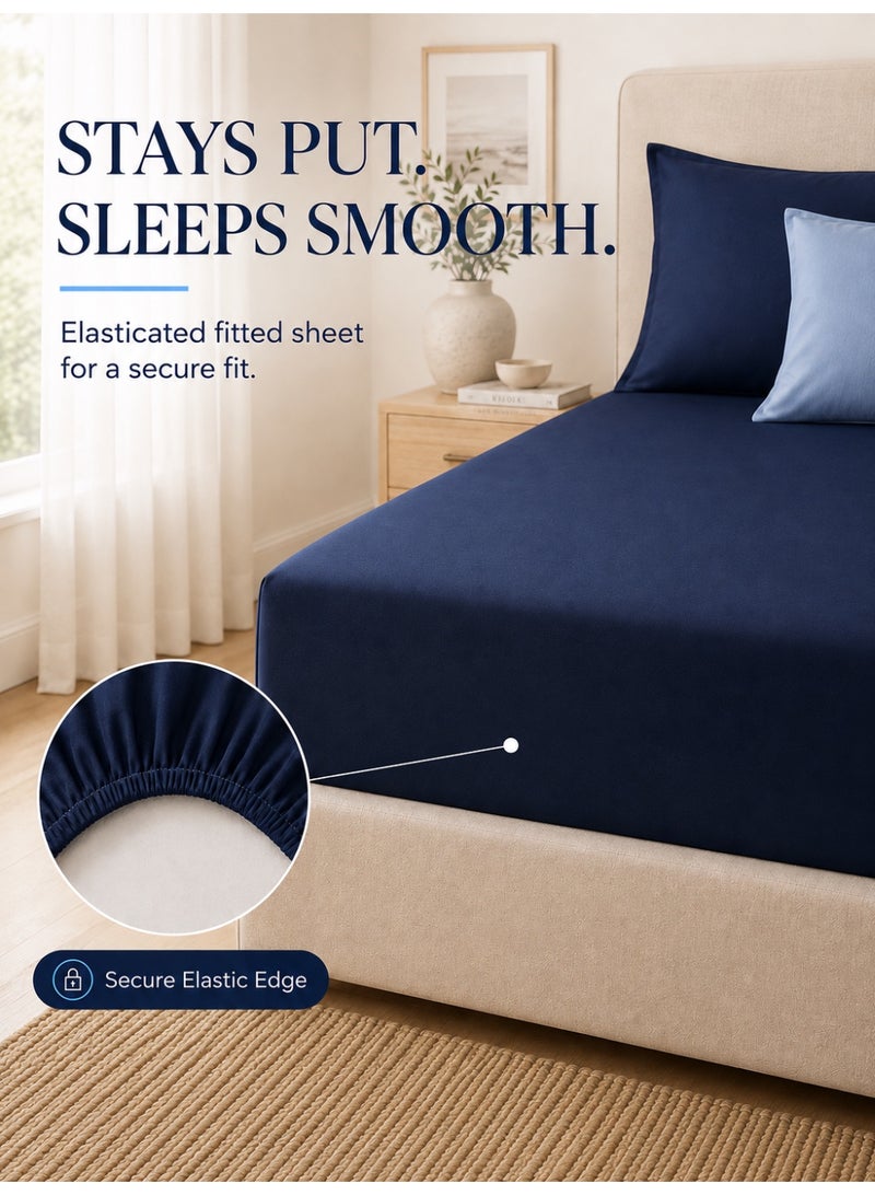 Good Sleep King Size Duvet Cover Set | 6 Piece Reversible | 220x240 cm | Blue Dual-Tone | Duvet Cover with Deep-Pocket Fitted Sheet & 4 Pillowcases | Ultra-Soft, Wrinkle-Free | Made in Dubai - Image 5