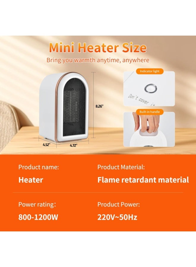 Space Heater, 1200W Electric Heaters Indoor Portable, Overheat and Tip-Over Protection, PTC Fast Heating, 2 Mode, for Bedroom, Office and Indoor Use, White - Image 5