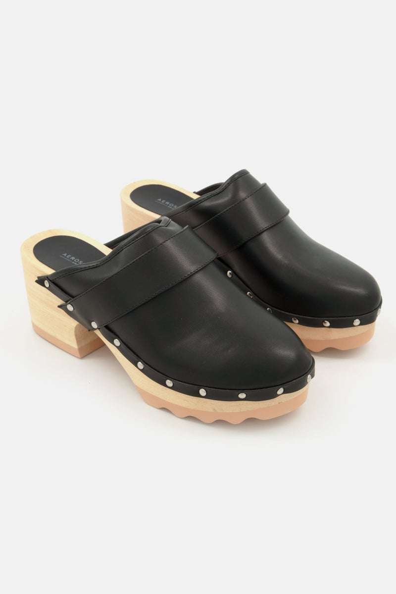 AEROSOLES أحذية نسائية جلدية متوسطة سهلة الارتداء، سوداء - Image 1