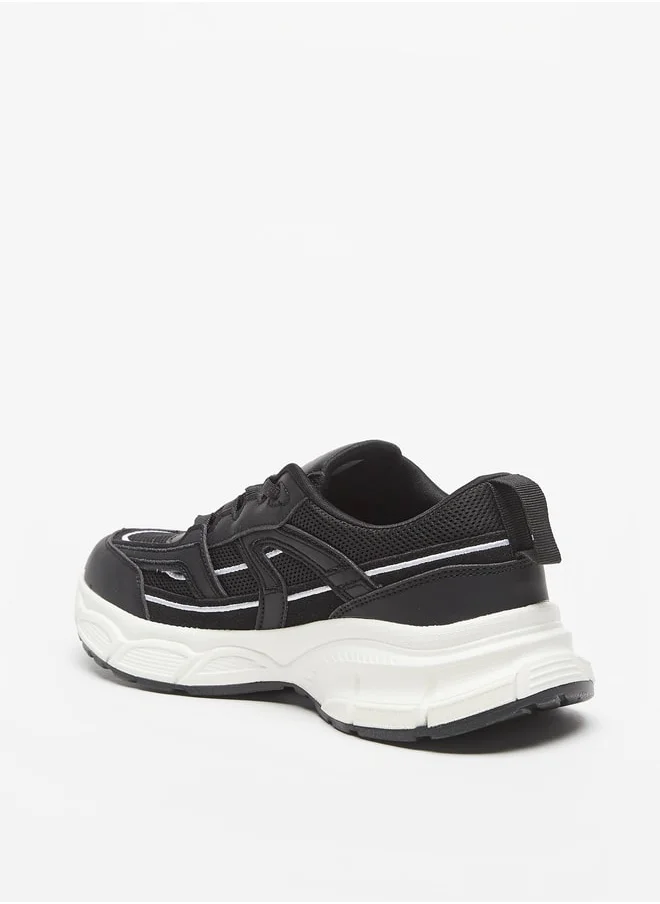 Flora Bella By Shoexpress Panelled Low Ankle Sneakers with Lace-Up Closure