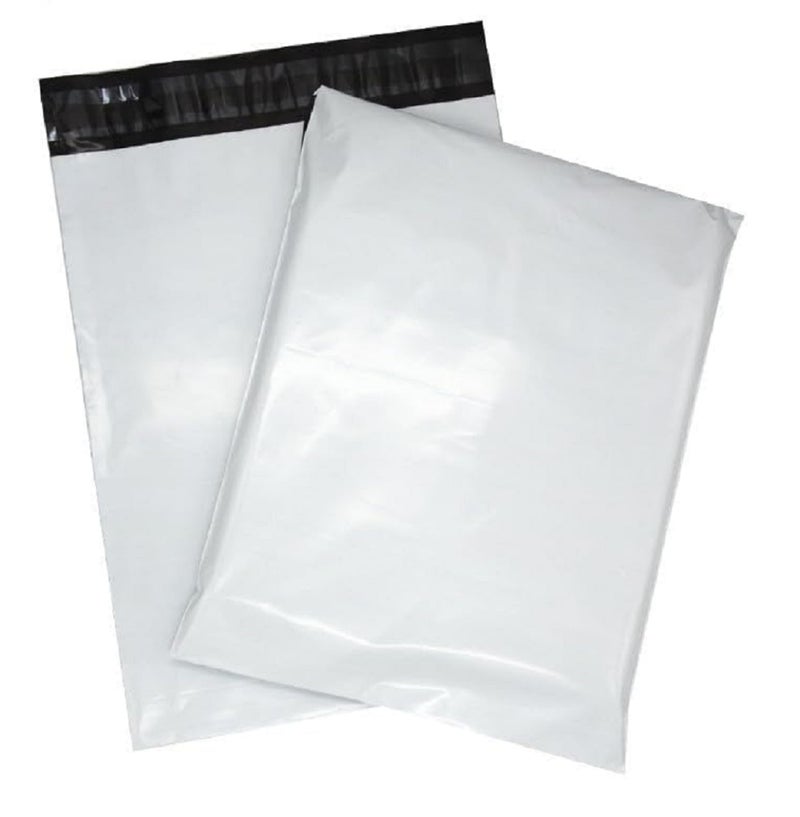 V4L Premium 14X18 inches White Plain Plastic Courier Bags Shipping Bags Strong Thick Mailing Bags with Self Adhesive Waterproof and Tear-Proof, Ideal for Ecommerce Packaging (25) - Image 1
