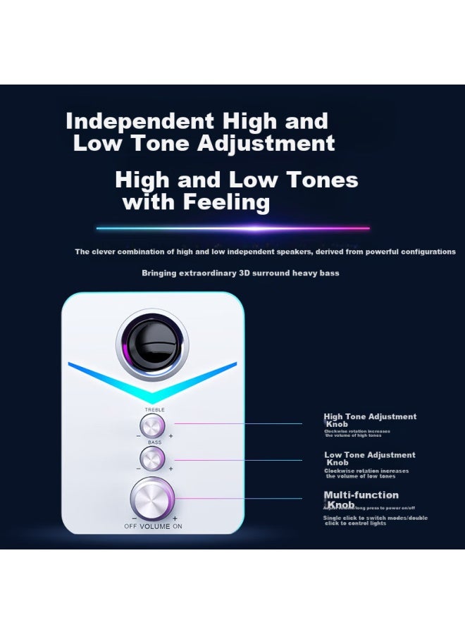 SADA D-221 2.1 Bluetooth Speaker For Computer, Smartphone, Multimedia, Desktop, Laptop, Gaming, Online Classes, Mini Subwoofer Speaker With Blue And White Color - Image 3