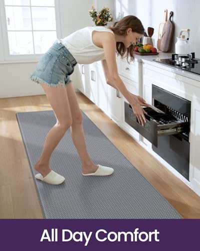 DEXI Kitchen Floor Mats Cushioned Anti Fatigue, 23x94, Large Long Standing Runner Rug Waterproof, Comfort Memory Foam Padded for Front Sink Laundry, Grey - Image 3