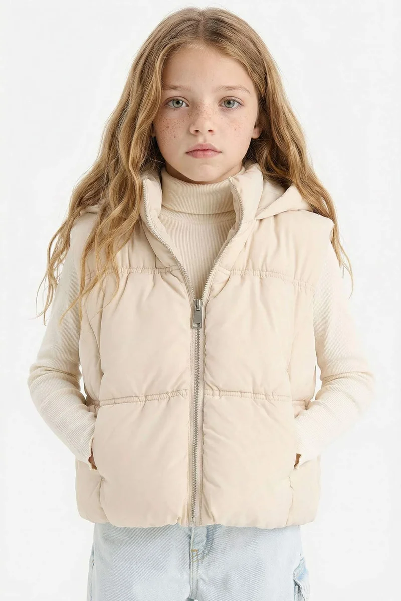 ديفاكتو Girl Waterproof Hooded Puffer Vest