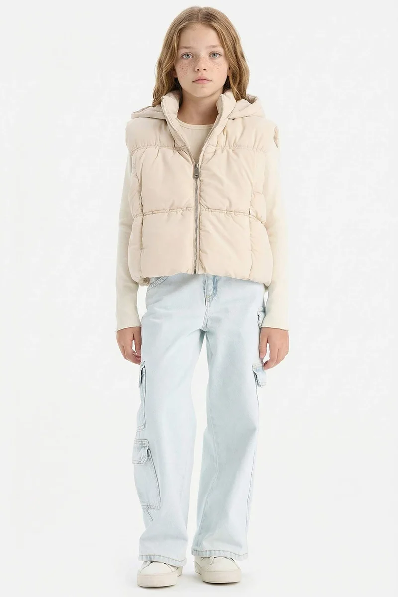 ديفاكتو Girl Waterproof Hooded Puffer Vest