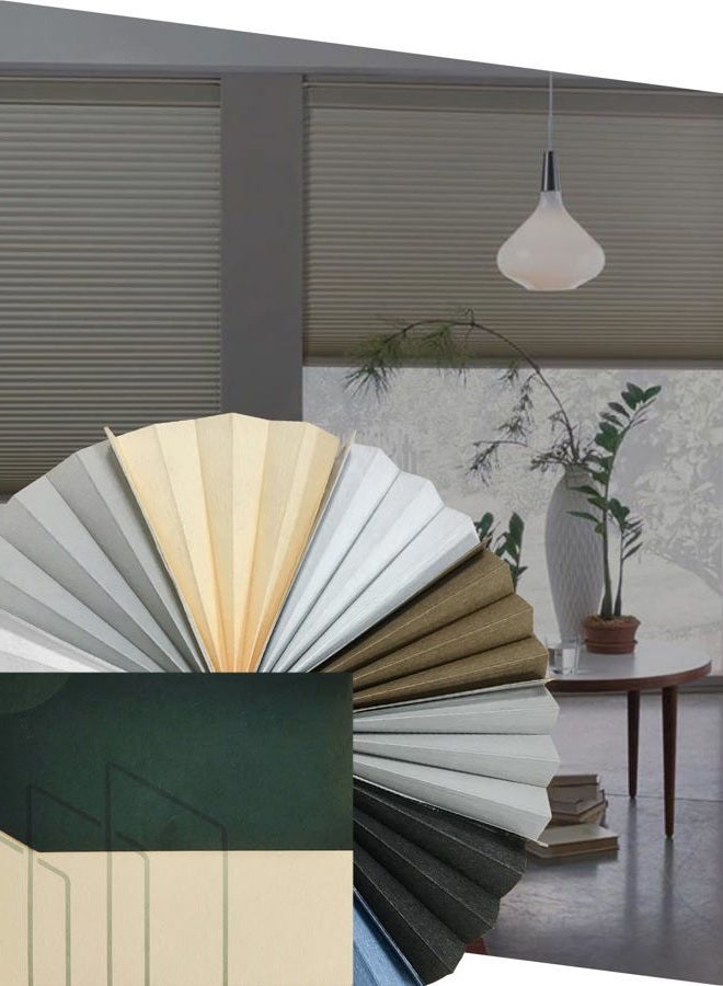 Yoolax Smart Motorized Cellular Shade Compatible with Alexa, Blackout Automatic Honeycomb Window Blinds Customized Size, Cordless Single Cell Power Blinds with Remote Control for Windows (Sample) - Image 1
