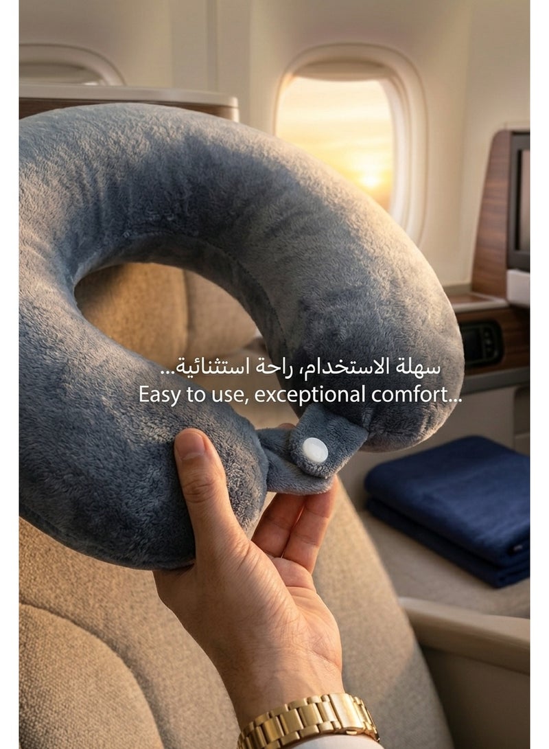 Orthopedic Neck Support Travel Pillow, Memory Foam U-Shaped Neck Pillow with Ergonomic 360° Cervical Support, Secure Snap Button Closure, Ultra-Soft Breathable Velvet Cover, Lightweight Portable Neck Cushion for Airplane Flights, Car Travel, Office Nap & Long Journey Comfort - Image 4