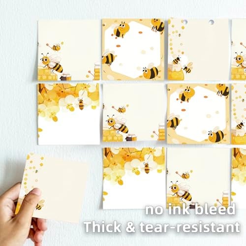RAINBAM Cute Bee 4 Pack/200 Sheets 3x3in Sticky Notes Set, Adorable Cartoon Memo Pads with High-Adhesive, Reusable Tearable Post it Notes for Journal Planners Office School Home, Bulk Stationery Gift - Image 5