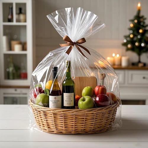 Morepack Large Cello/Cellophane Bags,30x 40 Inches Clear Basket Bags OPP Plastic Cellophane Wrap for Gift Baskets Packaging 10 Pieces - Image 5