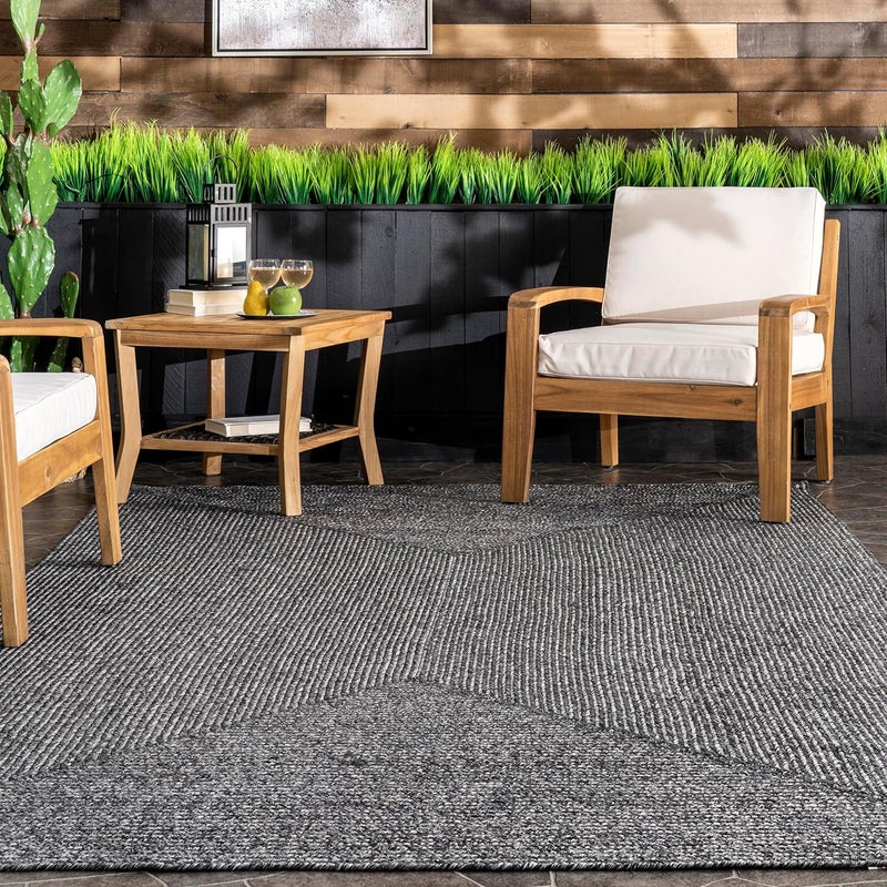 nuLOOM 2' x 12' Solid Hand Braided Indoor/Outdoor Area Rug, Pet-Friendly, High Traffic, Weather Resistant, for Patio, Balcony, Bedroom, Living, Dining Room, Wynn Charcoal - Image 4
