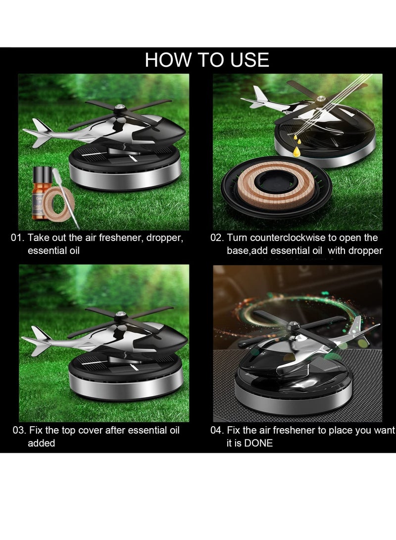 Solar Helicopter Car Aromatherapy Ornament - Unique Diffuser for Relaxing Scents on the Go,  for Your Vehicle's Interior Decor.