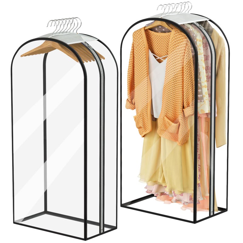 Ramota Garment Bags for Hanging Clothes 40â€ Long, Ultra Clear Suit Bags for Closet Storage, Moving Organization, Travel Covers with 10" Gussets for Coat, Dress, Shirt and Sweater - 2 PCS - Image 1
