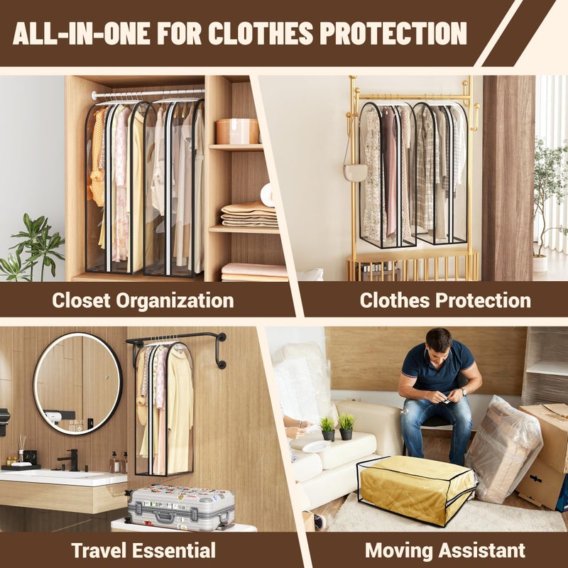 Ramota Garment Bags for Hanging Clothes 40â€ Long, Ultra Clear Suit Bags for Closet Storage, Moving Organization, Travel Covers with 10" Gussets for Coat, Dress, Shirt and Sweater - 2 PCS - Image 5