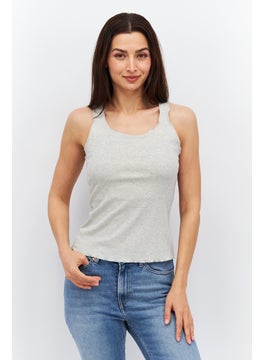 Women Ruffle Neck Sleeveless Solid Top, Grey - pzsku/Z5BD91DA087A733CD84C7Z/45/_/1726755332/27a9528f-fc70-46f9-871a-77d10d0b318c