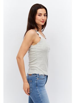 Women Ruffle Neck Sleeveless Solid Top, Grey - pzsku/Z5BD91DA087A733CD84C7Z/45/_/1726755337/c5e40600-d965-42ef-a597-0e429fc67760